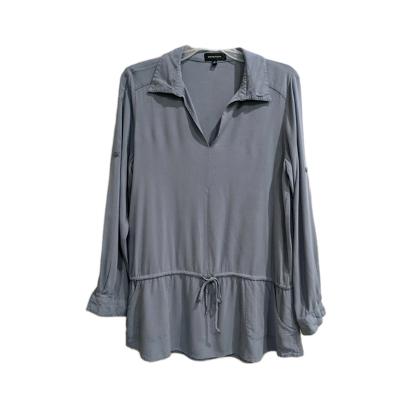 Spense Tops - Spense Womens Popover Blouse Tie Waist Tunic Medium Casual Roll Tab Pockets